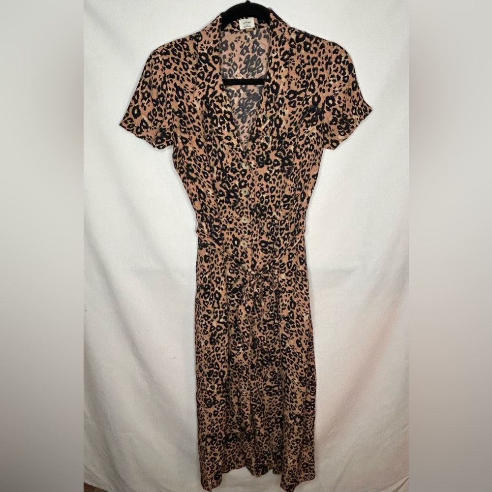 Aritzia Wilfred Womens Leopard Midi Shirt Dress